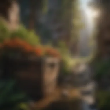 A diverse ecosystem thriving within a box canyon, highlighting unique flora and fauna