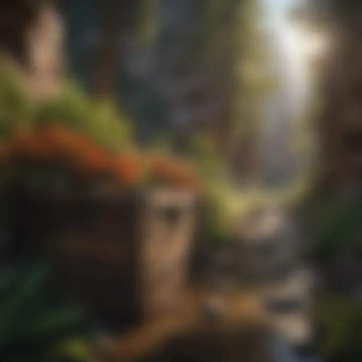 A diverse ecosystem thriving within a box canyon, highlighting unique flora and fauna