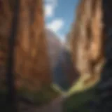 A breathtaking view showcasing the steep walls of a box canyon under a clear blue sky