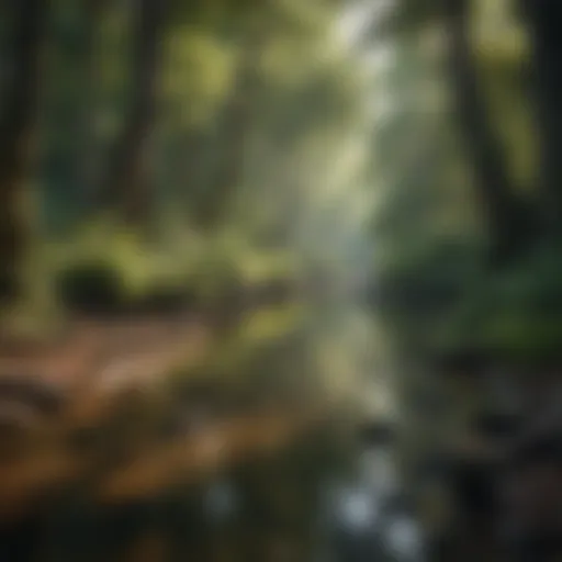 Peaceful creek surrounded by lush greenery