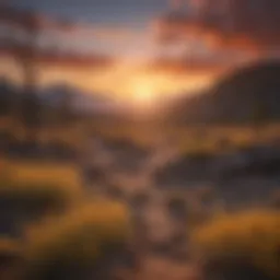 Breathtaking view of high desert landscape under a vibrant sunset