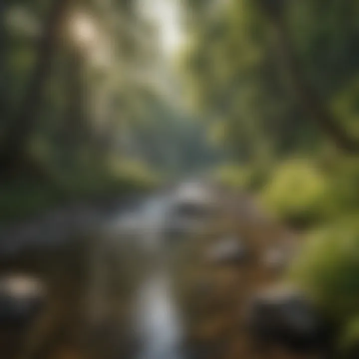Lush vegetation along the banks of a vibrant whitewater river