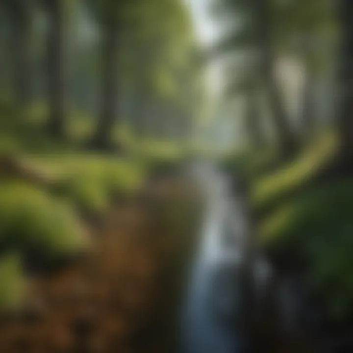A panoramic capture of the forest landscape surrounding Spring Creek