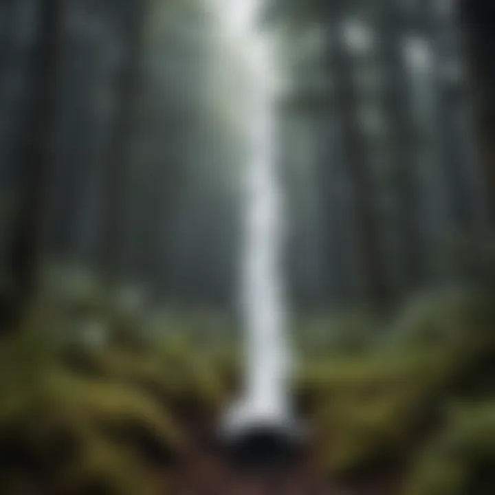 Close-up view of the Ghost Pipe plant showcasing its unique white structure against a dark forest background.