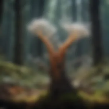 Microscopic view revealing the intricate relationship between Ghost Pipe and mycorrhizal fungi.