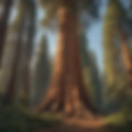 Majestic giant sequoia towering over the forest floor