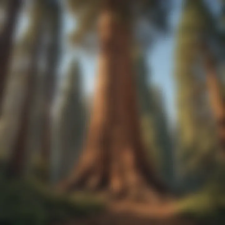 Majestic giant sequoia towering over the forest floor