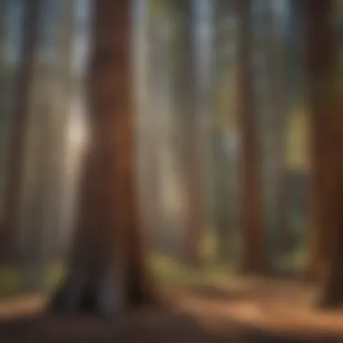 Sunlight filtering through the branches of ancient sequoias