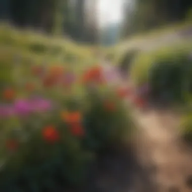 Close-up of vibrant wildflowers along the trail