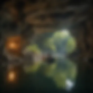 Serene underground waterway reflecting cave ceilings