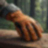Close-up view of safety gloves designed for saw operators