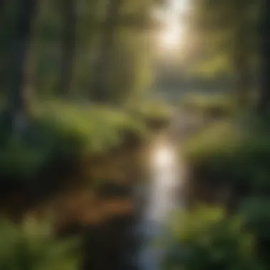 Close-up of diverse aquatic plants thriving in an island lake