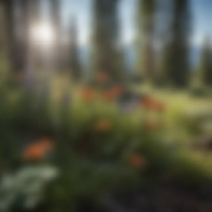 Close-up of diverse flora in the Grand Teton National Park