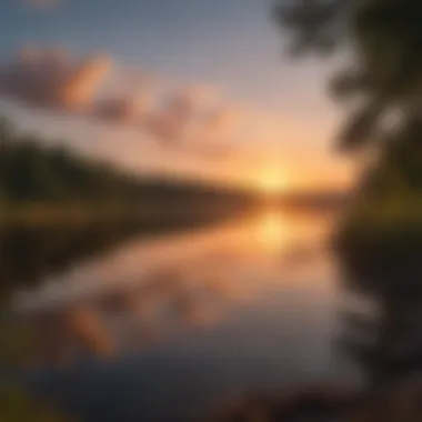 A picturesque sunset over the Mississippi River reflecting the colors of the sky.