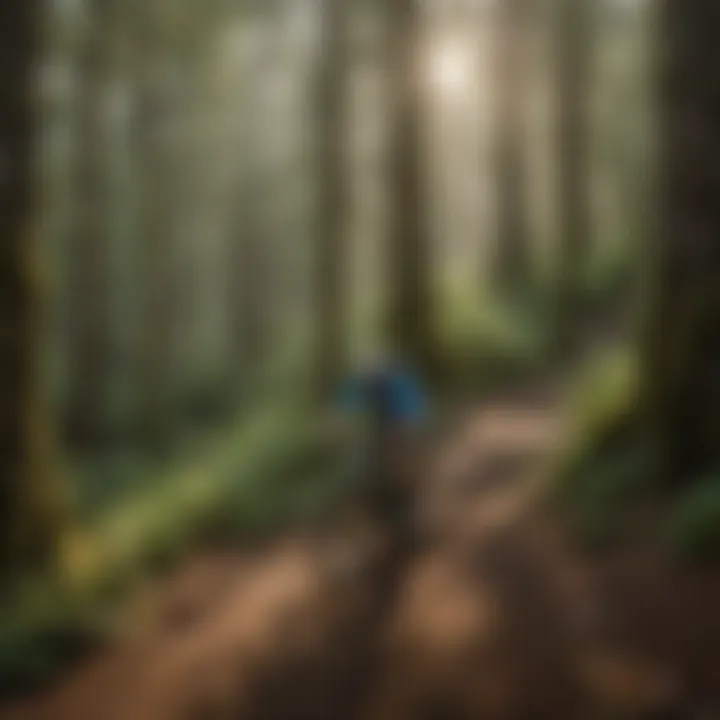 Enjoying the Serenity of the Oregon Coast A mountain biker enjoying a serene natural landscape