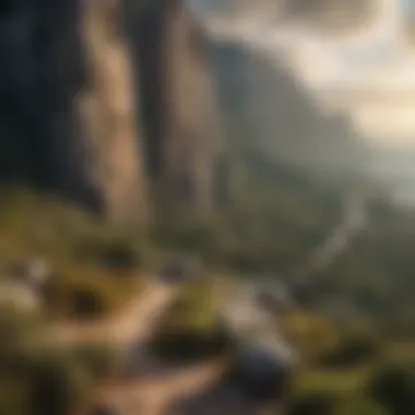 A panoramic landscape illustrating the geological layers of a table mountain