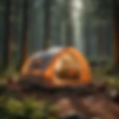 Sustainable camping practices illustrated with eco-friendly setups