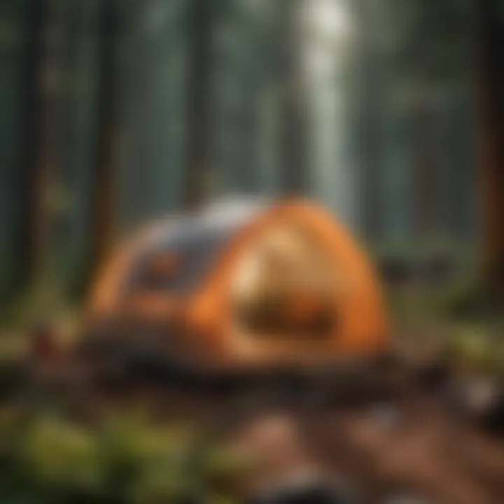 Sustainable camping practices illustrated with eco-friendly setups