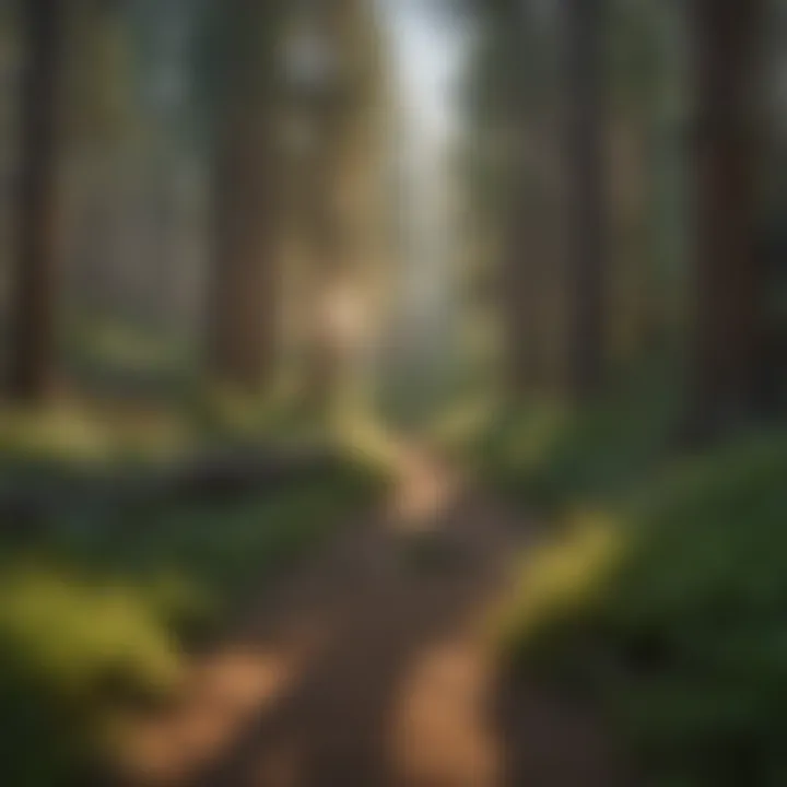 A panoramic view of the lush forests surrounding Trailhead Tahoe