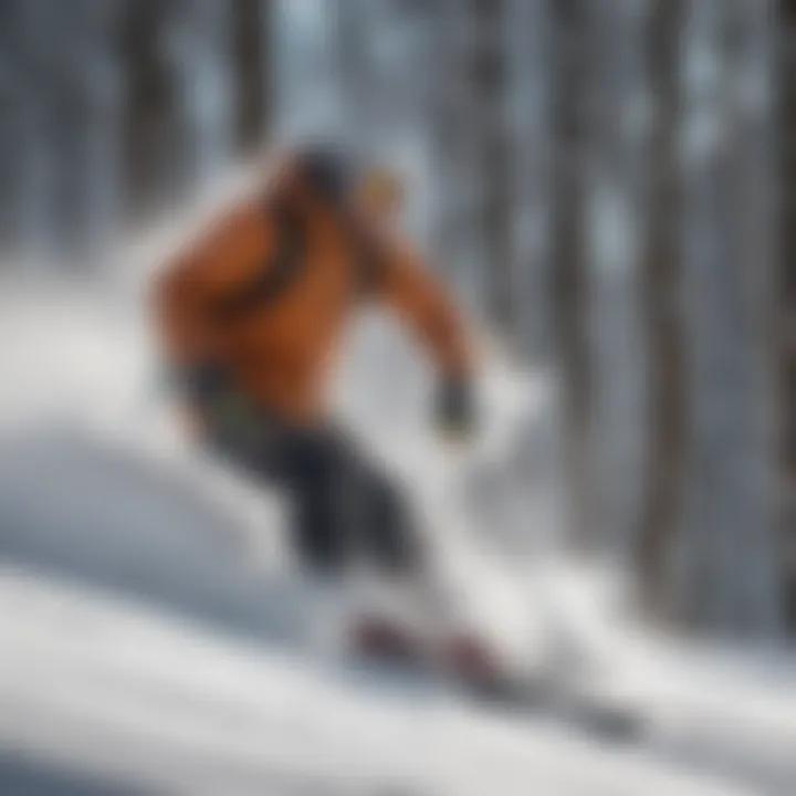 A skier carving through fresh powder snow