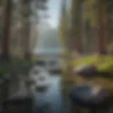 Breathtaking view of Lake Tahoe's serene waters surrounded by lush pine forests.