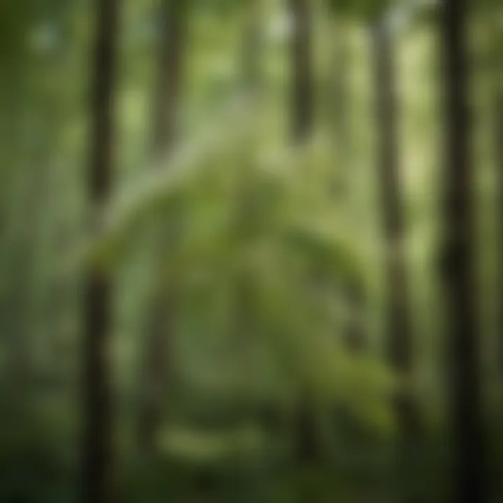 A serene forest scene highlighting the ecological role of white elderberry in biodiversity