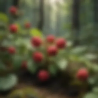 An illustration showcasing the ecological significance of wild raspberries