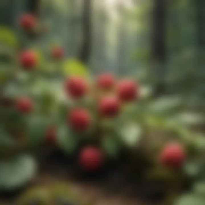 An illustration showcasing the ecological significance of wild raspberries