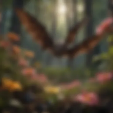 Bats pollinating flowers, emphasizing their ecological role