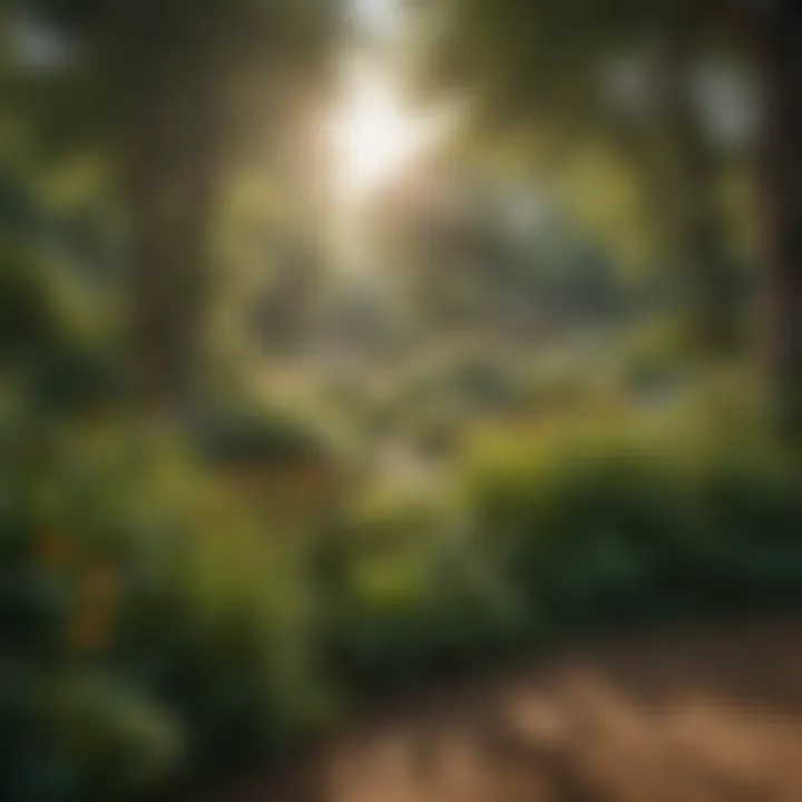A close-up view of a herbal garden showcasing sustainable practices