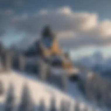 Panoramic view of Timberline Lodge Ski Resort with snow-covered mountains