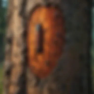 Bark Beetle Infestation on Tree Trunk A detailed view of a bark beetle infestation on a tree trunk
