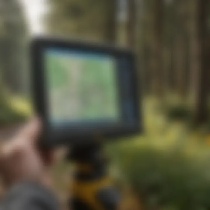 Close-up of Trimble GeoExplorer screen displaying GIS data