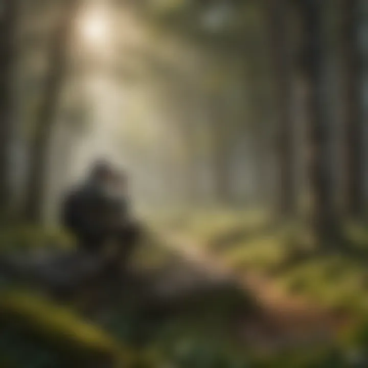 Birdwatching Ecotourism Experience Illustration featuring a person conducting a birdwatching session in a scenic natural setting