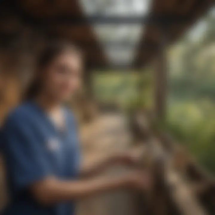 Wildlife Rehabilitation Sanctuary Illustration showcasing a wildlife rehabilitation center with various animals being cared for