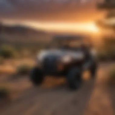 UTV overlooking vast Texas landscape at sunset