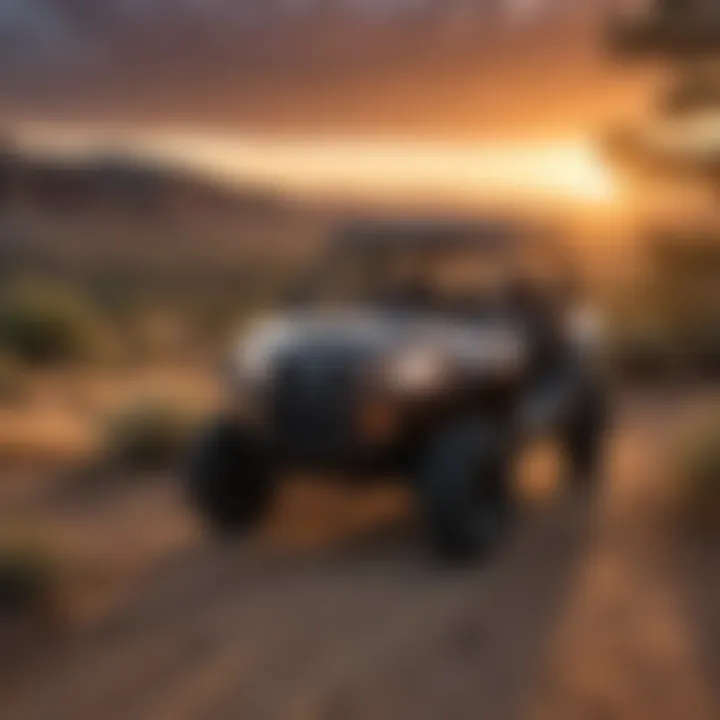 UTV overlooking vast Texas landscape at sunset