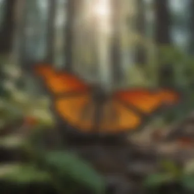 Natural Habitat of Monarch Butterflies A scenic landscape showcasing the natural habitat of monarch butterflies