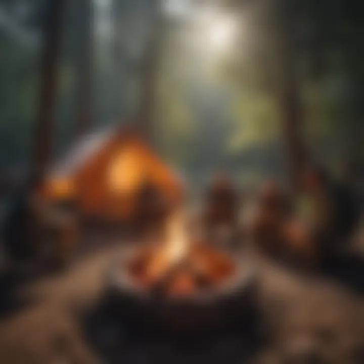 Campers enjoying a cozy evening around a campfire at Wheeler Gorge