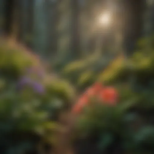 Vivid Wildflower Blooms in Enchanted Forest