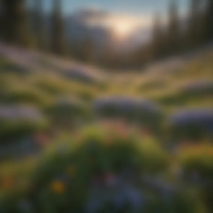Majestic Alpine Meadow Blanketed in Colorful Wildflowers Majestic Alpine Meadow Blanketed in Colorful Wildflowers