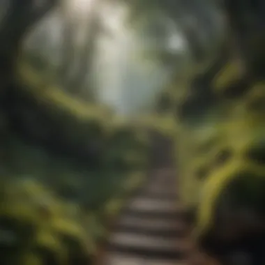 Wilderness Discovery Ramp sprouting amidst moss-covered rocks in a hidden wilderness