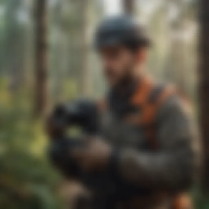 Forestry professional utilizing web gear in a forest environment
