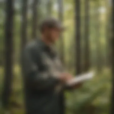 Field Researcher in Wildlife Population Study Field researcher gathering data on Michigan wildlife population