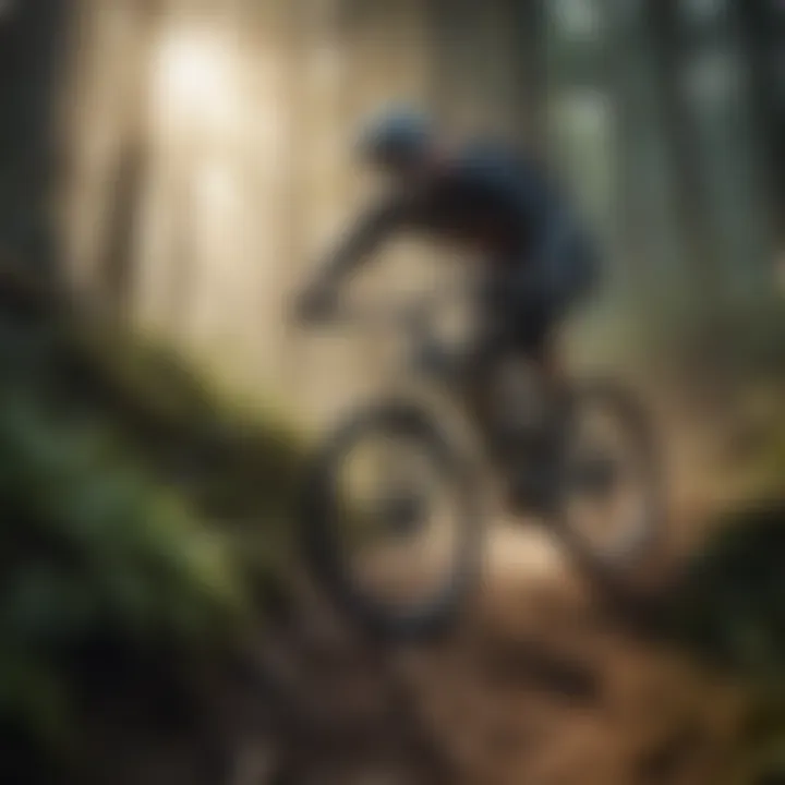 Mountain Biker Conquering Steep Slope