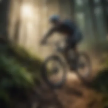 Mountain Biker Conquering Steep Slope Mountain Biker Conquering Steep Slope