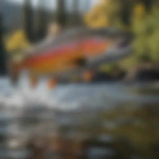 Majestic Trout Jumping in Crystal Clear Wyoming River
