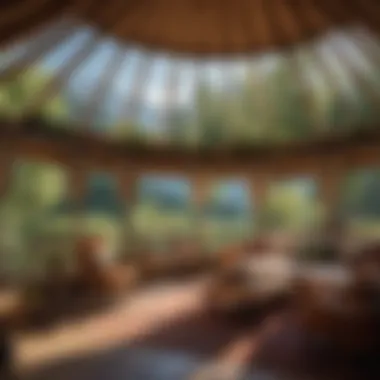 Cozy yurt interior with panoramic mountain views