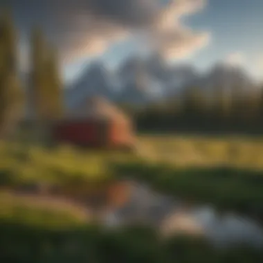 Yurt nestled among Grand Tetons mountains