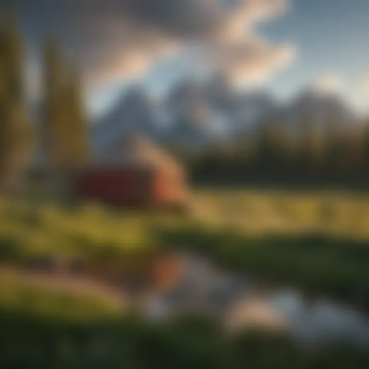 Yurt nestled among Grand Tetons mountains